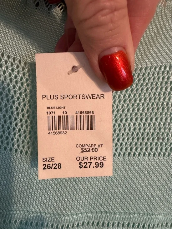 NWT GORGEOUS Seafoam Green Open-Knit Drop-Shoulder Top PLUS: 26/28 #C - Picture 7 of 9